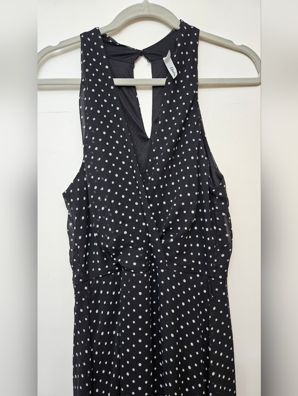 NY COLLECTIBLES Black Polka Dot Sleeveless Dress